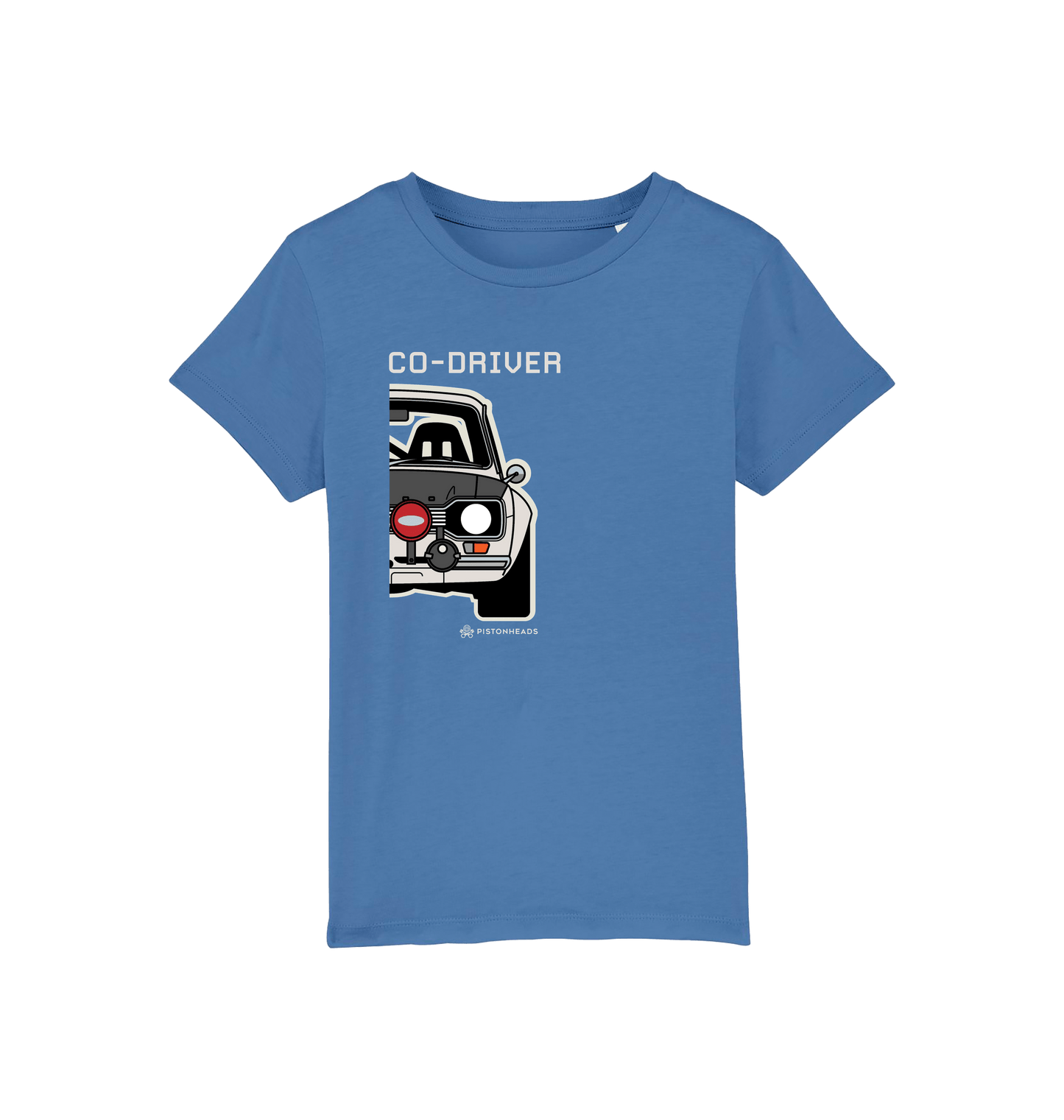Bright Blue Printed Kids T-Shirt Front