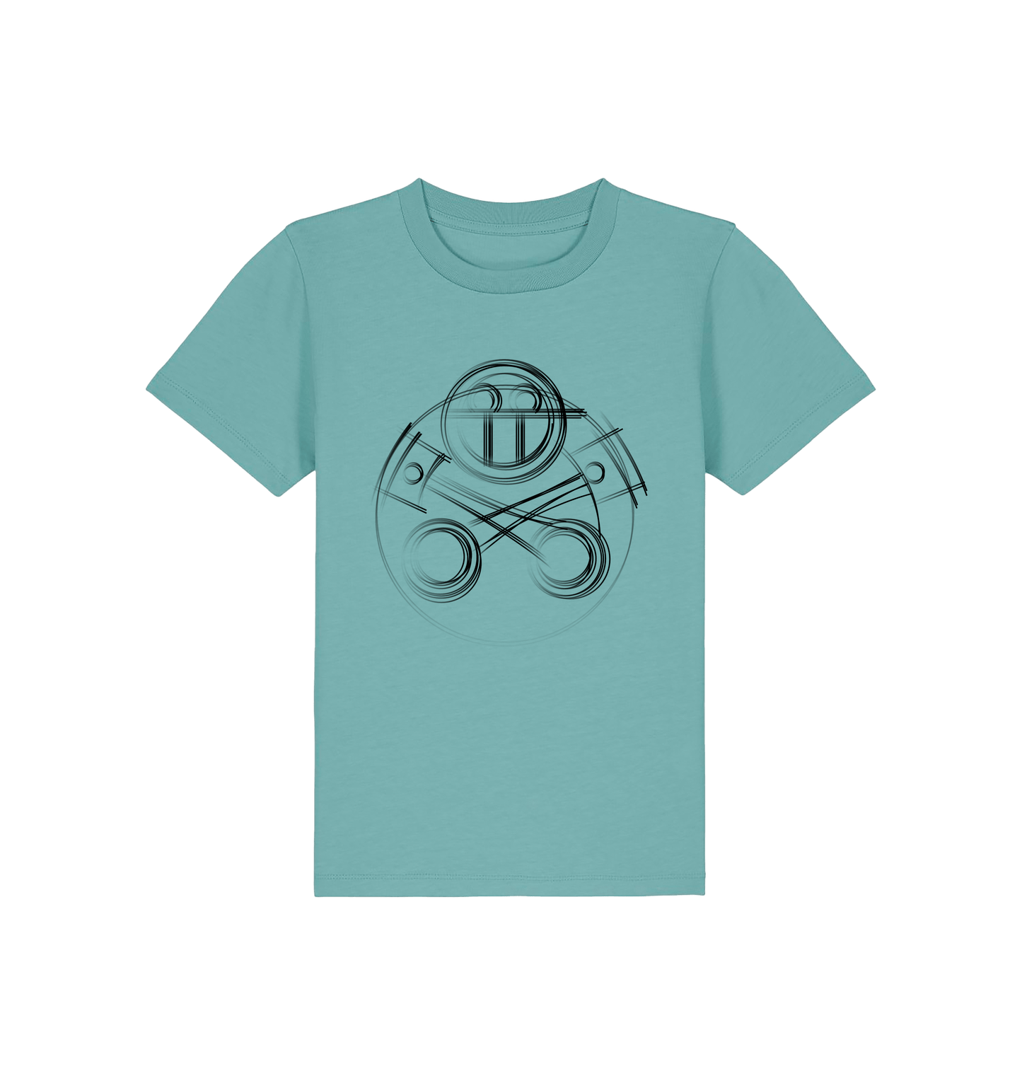 Teal Monstera Printed Kids T-Shirt Front