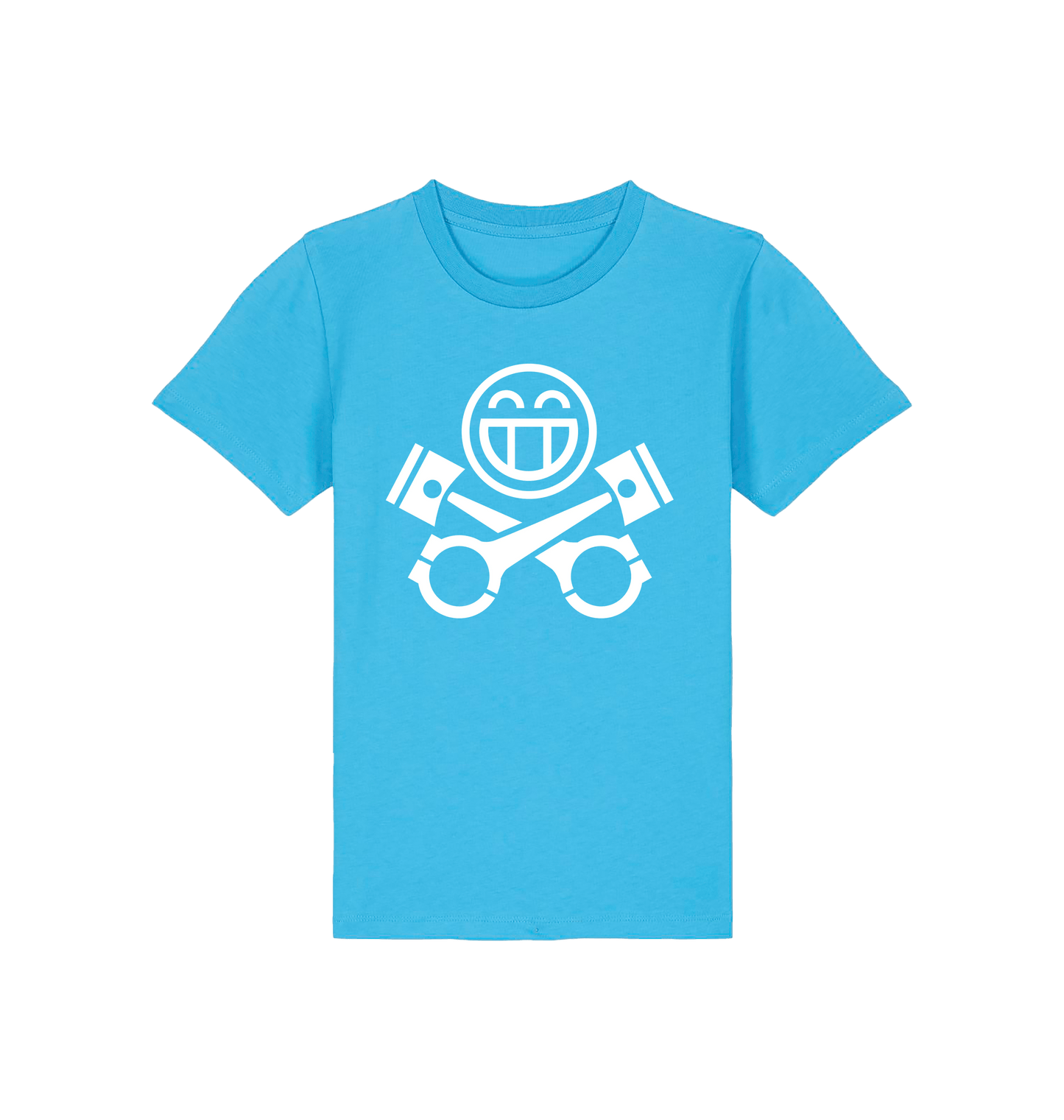 Aqua Blue Printed Kids T-Shirt Front