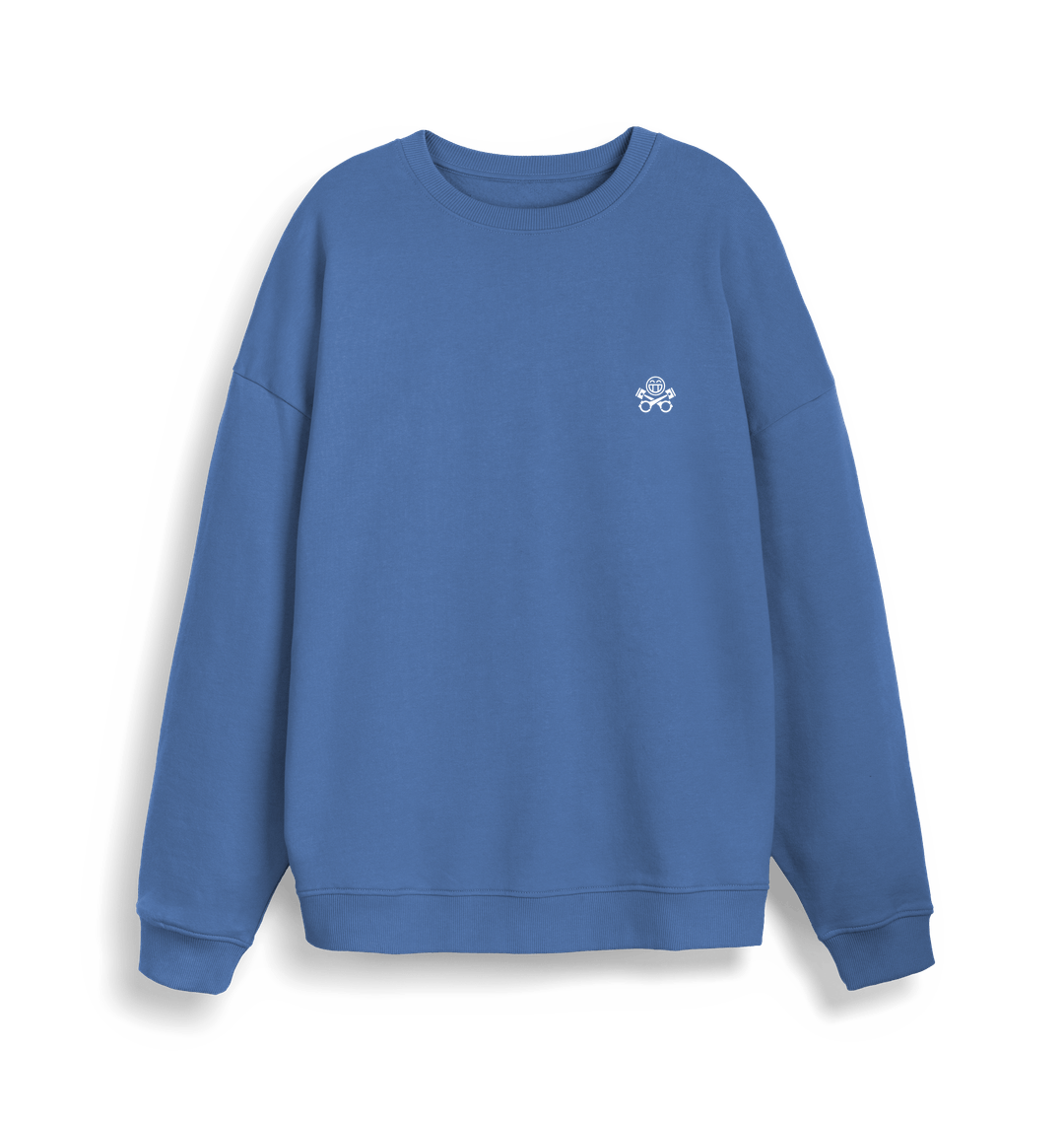 Bright Blue Printed Sweater Front