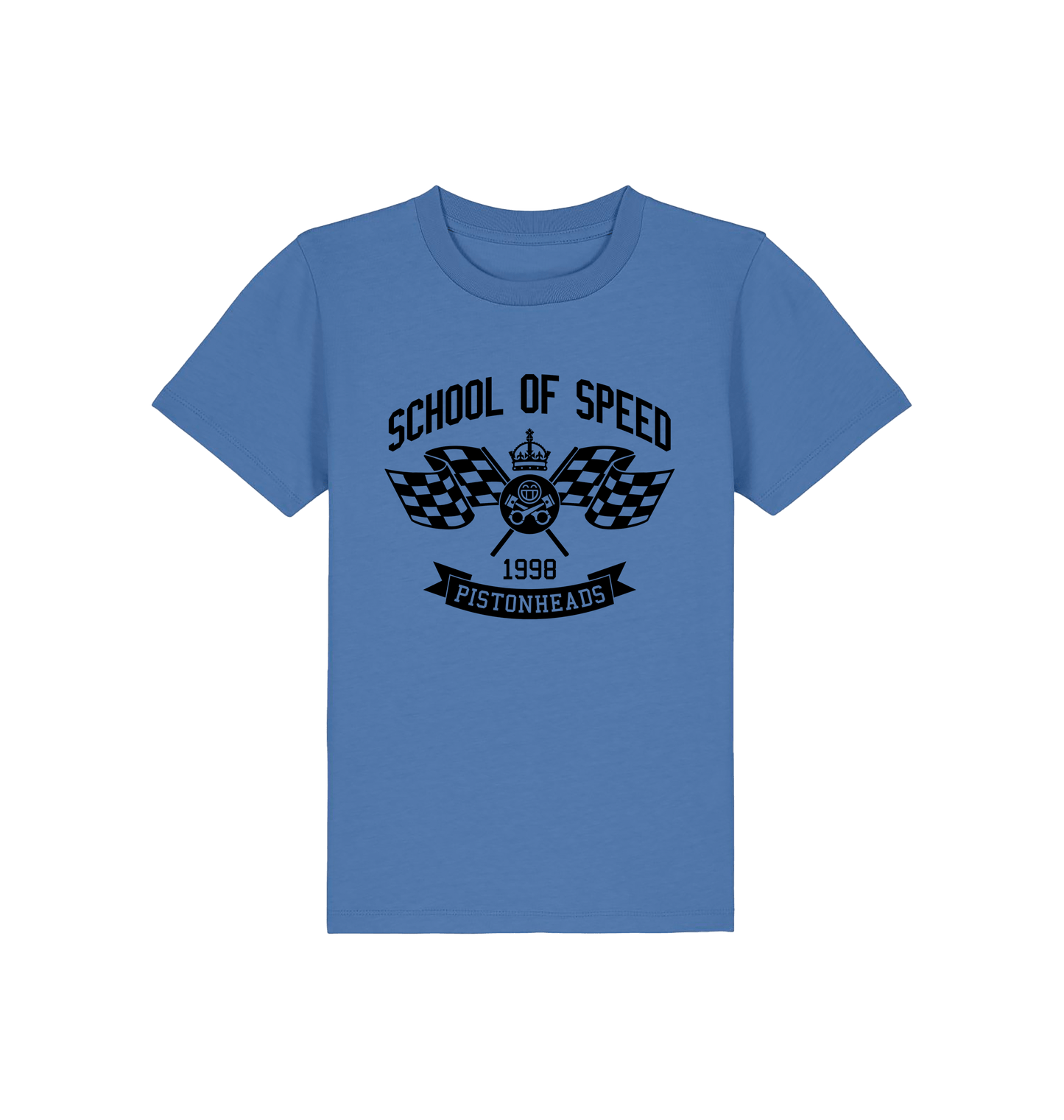 Bright Blue Printed Kids T-Shirt Front