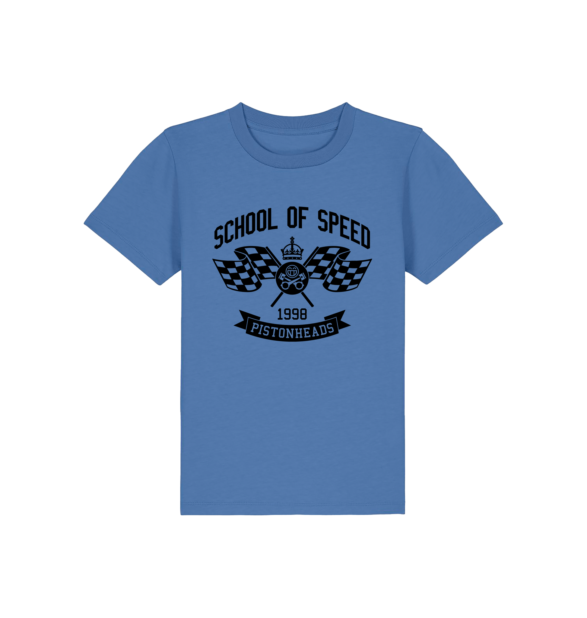 Bright Blue Printed Kids T-Shirt Front