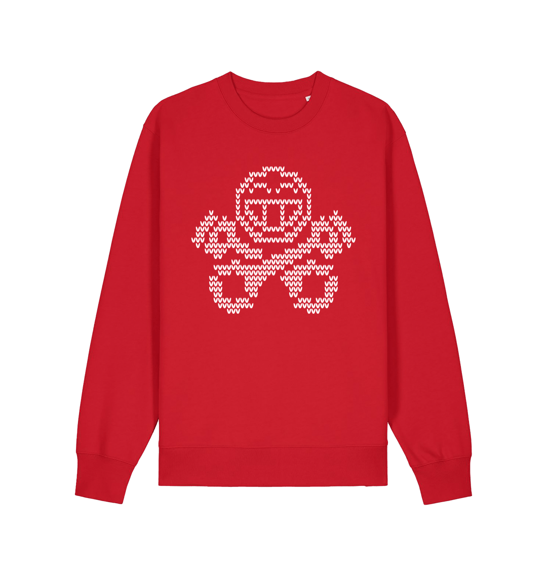 Red Printed Sweater Front
