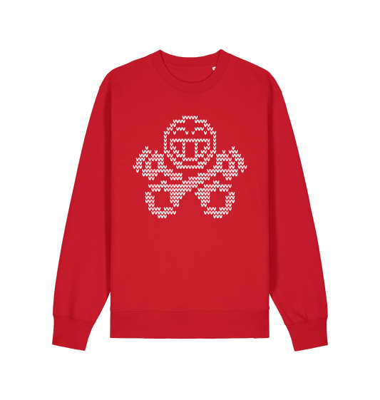 Red Printed Sweater Front